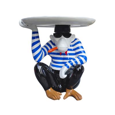 China Fiberglass Monkey Tray Coffee Table Shape Fiberglass Monkey Tray Cartoon Coffee Tea Table Couch Decoration Fancy Furniture Furniture à venda