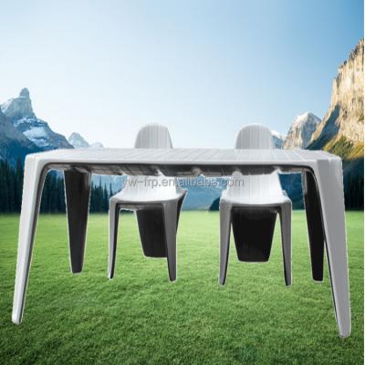 China Nordic outdoor modern furniture living room rectangle dining table chairs set with fiberglass Te koop