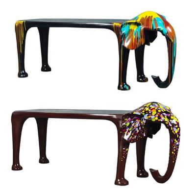 中国 Long Drawing Elephant Coffee Table Fiberglass Colored Fiberglass Colored Drawing Animal Desk For Living Room 販売のため