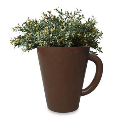 中国 Modern Large Fiberglass Tea Cup Shape Flowerpot Fiberglass Tall Tea Cup Shape Flowerpot Modern Garden Planter Pots For Outdoor 販売のため