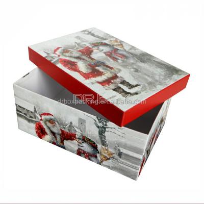 China Recycled Materials Customized Christmas Box Square Shape Cardboard Gift Box For Christmas for sale