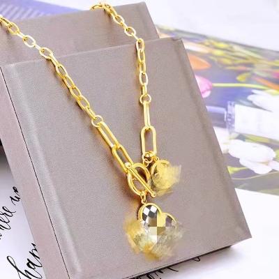 China New 2022 Fashion PUSHI Pendant Necklace Earrings 18k Gold Plated Jewelry Wedding Stainless Steel Jewelry Sets Women for sale