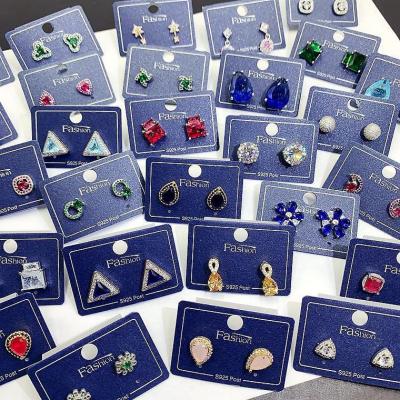 China Other Hot Selling Mixed Batch Studs PUSHI Small Color 925 Zircon Needle Cubic Zirconia Hot Luxury Silver Mixed Batch Mixed Batch Studs Copper for sale