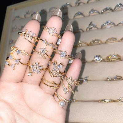 China Wholesale Fashion PUSHI Mixed Ring Hired Luxury Partially Adjustable High Quality Gold Plated Jewelry Women Ring Wedding Rings 18k for sale