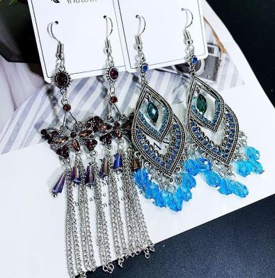 China Other retro exquisite handmade exaggerated tassel earrings earrings drop low price mixed with a bunch of random wind earrings for sale