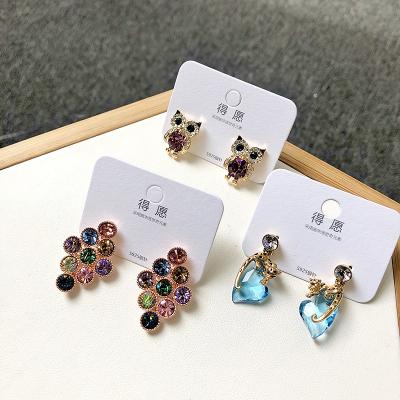 China Wholesale Cute Funny Crystal Mix Animal Stud Earring Korea Flower Earrings Fashion Statement Crystal Therapy Earring PUSHI Small for sale