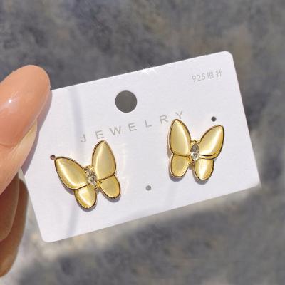 China Fashion PUSHI Top Selling Many Small Gold Needle S925 Silver Opal Butterfly Earrings 18k Tasty Stud Jewelry Sold In Lots for sale