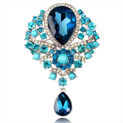 China New Arrival Simple Fashionable Pins PUSHI Brooches Large Women Rhinestone Bridal Wedding Crystal Brooch For Women Flower Brooch Pin for sale