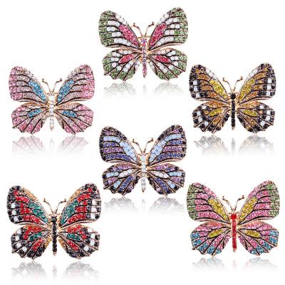 China PUSHI simple wholesale high quality fashion corsages colorful butterfly brooch for gift rhinestone brooch women accesorios for sale