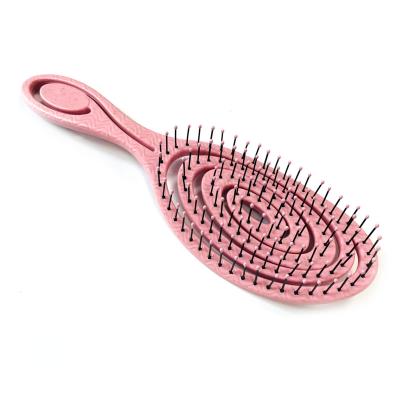 China For Home Use Women Customized Wheat Straw Logo Hairbrush Eco Hair Brushes Flat Detangling Smooth Hair Brush Detangling Flat Detangling Hair Brush for sale