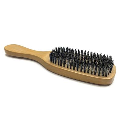 China 100% Nature Boar Bristle Hair Beard Brush Custom Logo Wooden Men's Beard Grooming Brush 100% With Long Handle for sale