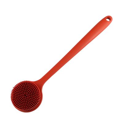 China Double Side Handle Silicone Long Handle Bath Body Brush Long Handle Back Brushes Scrub Massage Shower Bathroom Wash Brush for sale