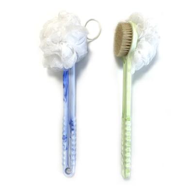 China New Arrival Long Handle Bath Body Brush SPA Double Sided Shower Brush Double Sided Brush With Bath Ball for sale