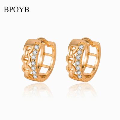 China BPOYB Brand H Style Italy FASHION Luxury Gold 585 Gram Thick Chunky Chian Punk Cavity Big Chunky Chian Charms Pendant Zirconia Jewelry Earrings for sale