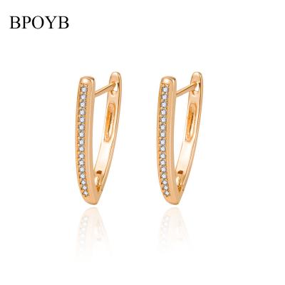 China BPOYB Best Selling TRENDY Handelier 18k Champagne Gold Gold Plated Dubai V Shape Zircon Stud Earrings Women Dangle Earrings for sale