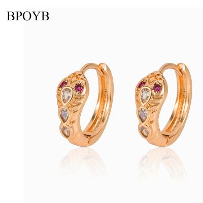 China High Quality Shiny Rose Gold Zircon Dangling Snake Huggie Earrings by BPOYB Fashion Zodiac Luxuey Brand Morocco FASHION Jewelry for sale