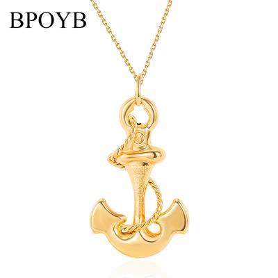 China BPOYB FASHIONABLE Hot Sale Luxury Au750 Gold Plated Mens Womens Hip Hop Necklace Anchor Designers Pendant Jewelry for sale