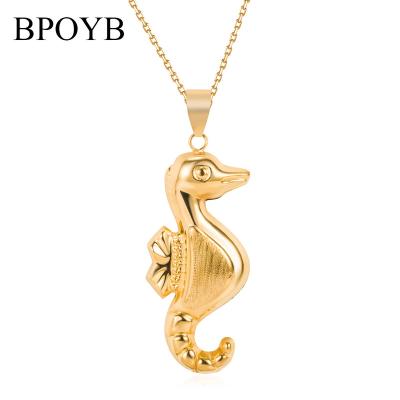 China BPOYB FASHION 2021 Selling British Au750 Gold Necklace Plated Large Seahorse Collier Femme Collares for sale