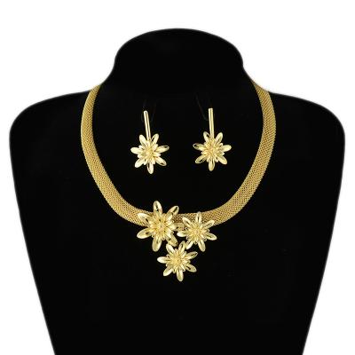 China BPOYB FASHIONABLE High Quality Solid 24K Gold Real Plated Flower Earrings Necklace Jewelry Set Fashion Dubai Italy 2021 African for sale