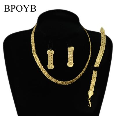 China BPOYB Gold Sufficiency Christmas 24k Gold Knitte Necklace Bracelet Gold Sufficiency Sparkling Fashion Jewelry Set For Women for sale