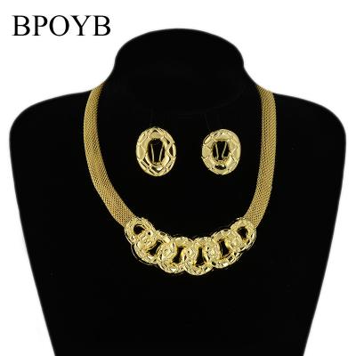 China BPOYB Designer 24K Gold Plated Romantic Exquisite Jewelry Sets Earring Wedding Necklace Polishing Wholesale for sale