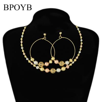 China BPOYB TRENDY Shining High Quality Gold Plated Papua New Guinea Bridal Jewelry Set Of 3 True Color Beads For Wedding Women Gift for sale