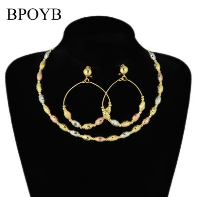 China BPOYB FASHIONABLE Exquisite Tower-Cut Flower Beads Silver Rose Gold Plated Au 750 Italian Jewelry Set Designers For Wedding for sale