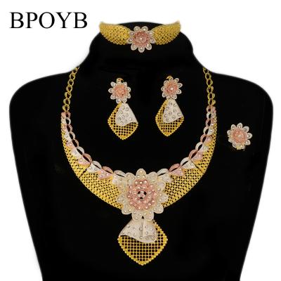 China BPOYB 24K Thin Layer Gold Painting 3 Colors Bohemian Jewelry Sets African Fashion Bridal Wedding Jewelry Dubai Jewelry for sale