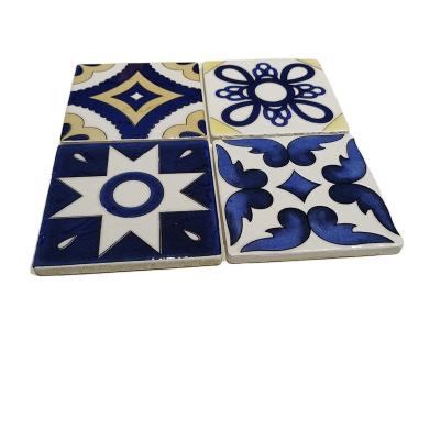 China Custom Tiles Rustic Tiles Restaurant And Bathroom Decoration Flower Pattern Tiles 100*100mm Glazed Tiles With Prominent Texture for sale