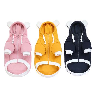 China Fashion Costomized Design Warm And Soft Cotton Shear Dog Clothes With Hood Ears, Dog Bear Hoodies for sale