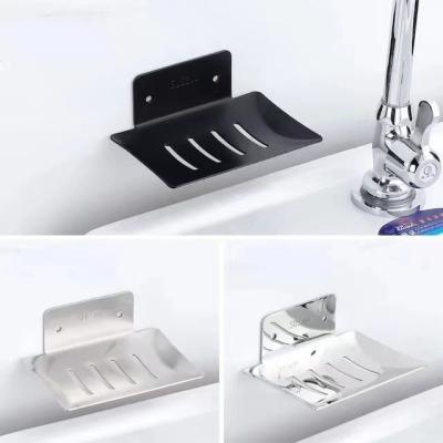 China Viable No Drilling Soap Dish Rack Wall Mounted Holder For Kitchen Bathroom Organizer Metal Soap Holder for sale