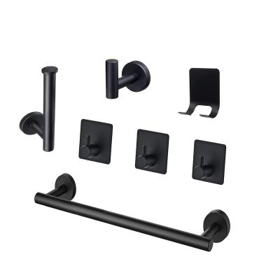 China Amazon Sustainable Hot Black Shower Room Bathroom Accessories Stainless Steel Bath Hardware Set for sale