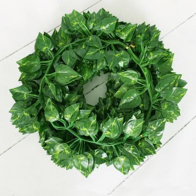 China Art Decor 12 Pieces Artificial Silk Rattan Faux Leaf Rattan Leaf Garland Home Decor Ivy Garland Hanging Decoration for sale