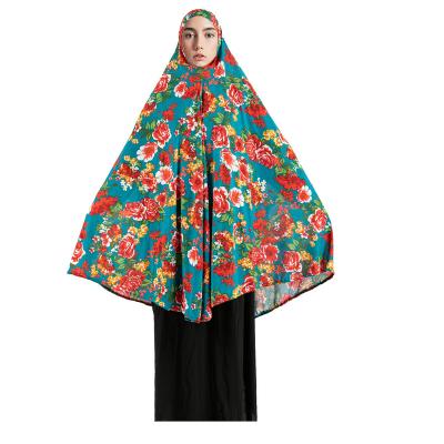 China Polyester fiber (polyester) Hot-selling women's long robe, top hat ice silk turban, Muslim printed turban for sale