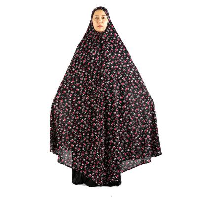 China Muslim Dress 2021 Hot Selling New Long Sleeve Women Printed Knitted Big Hat Muslim Clothing for sale