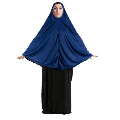 China Indian Women's Big Hat Abaya Islamic Clothing Hot Selling Jacquard Rhinestone Robe Pure Color Headscarf for sale