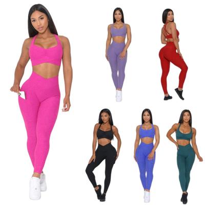 China Breathable Yoga Set Sporty Fitness Women Yoga Work Out Tights Sportswear Ladies 2 Piece Set Women Activewear Leggings And Wear Top Suits for sale