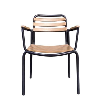 China Stackable Outdoor Event Chairs Plywood Bistros Dining Chair Metal Frame Stacking Restaurant Chairs for sale