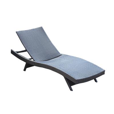 China Bed Sunbathing Rattan Chaise Lounge Aluminum Beach Lounger Adjustable Outdoor Chair Height for sale