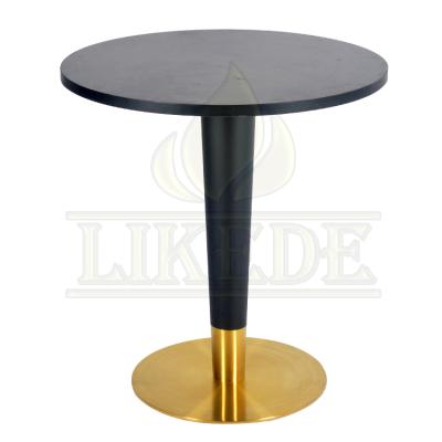 China Morden modern design hot sale gold stainless steel table leg melamine table top restaurant cafe dining table for sale