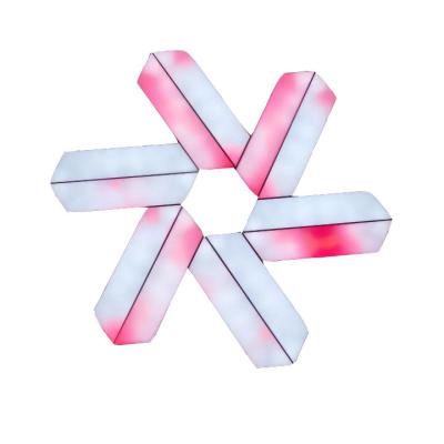 China Modern DIY Rhythm Music Syncing Smart LED Hexagon Light Panel Tuya Controlled Trapezoid Wall Decor Honeycomb Quantum Lamp Modular Home for sale