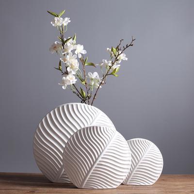 China China Nordic White Leaf Vase Green Vase Decorations For Home Luxury for sale