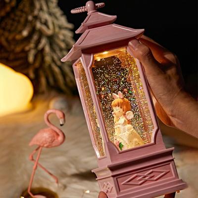 China Home Decoration Christmas Gift Lantern Twinkle Light Snow Globe Music Box Lanterns for sale