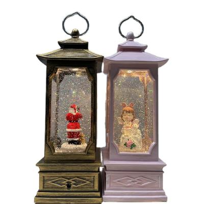 China Home Decoration Gift Holiday Lantern Music Box Santa Lantern Christmas Snow Globe for sale