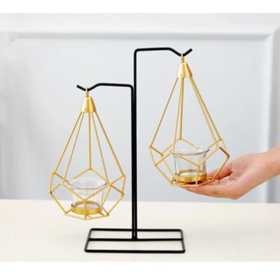 China Metal Nordic Home Lantern Decoration Lantern Geometric Decorative Candle Holder For Wedding Home Decoration for sale