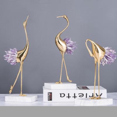 China Creative Europe Decoration Giving Gift Crystal Opens Crystal Brass Swans for sale