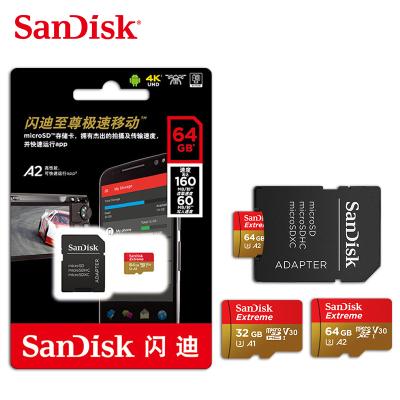 China SanDisk A2 Plastic Extreme Micro Flash Memory V30 100MB/S Class10 TF Card Support 4K HD SD Card 64GB U3 32GB for sale