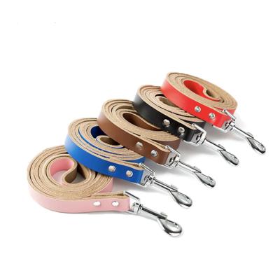 China Wholesale BREAKPOINT 5 Colors Simple Pet Dog Genuine Leather Leash For Small Medium Cat Dog for sale