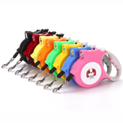 China Lightweight Automatic Retractable Nylon Dog Leash Rope Belt Hands Free Lights With 5m Led 8 Colors for sale