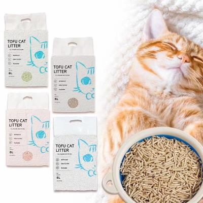 China 2020 Food Grade Nature Viable Tofu Cat Litter Green Tea Peach Cat Litter Bentonite Toilet Quickly Absorbed 6L for sale